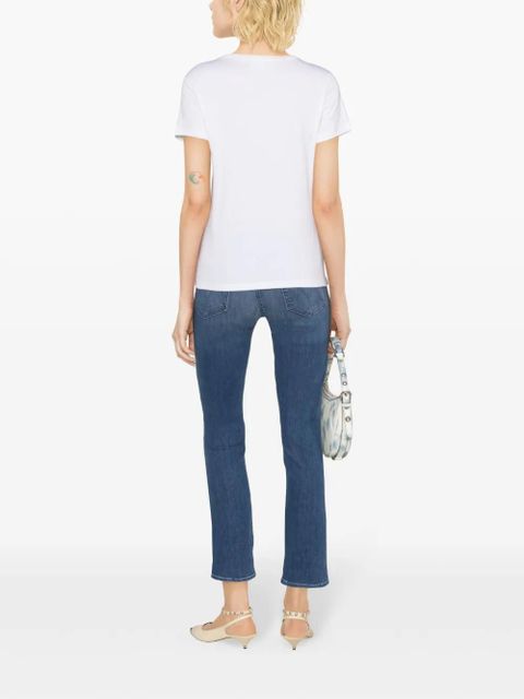 PINKO Love Birds-embroidered cotton T-shirt - White