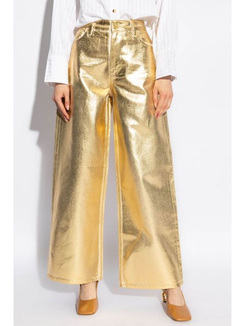 GANNI metallic-effect cotton jeans - Gold