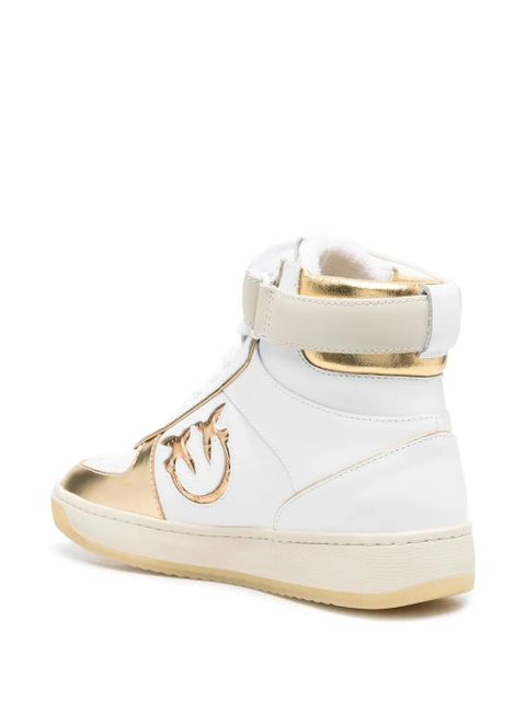 PINKO leather logo-patch sneakers - White