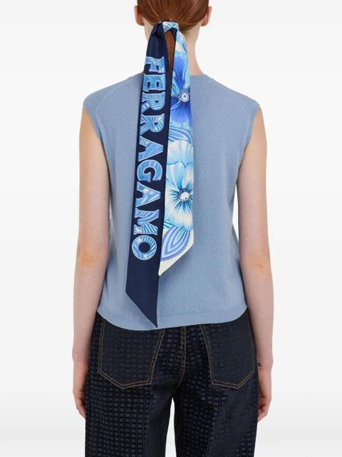 Ferragamo Brezza-print silk scarf - Blue