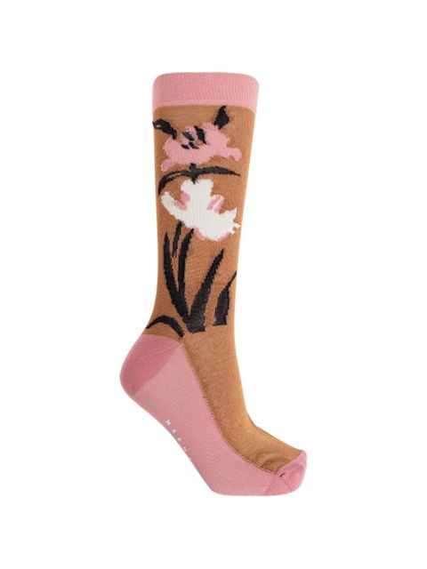 Marni floral-intarsia socks - Neutrals - zdjęcie produktu nr 1