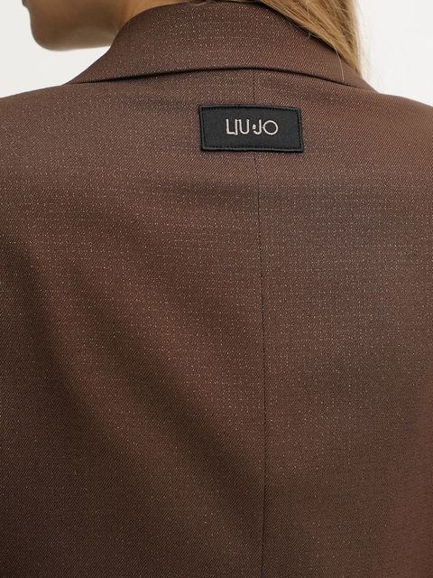 Liu Jo marynarka kolor brązowy jednorzędowa gładka MF5158 T159A