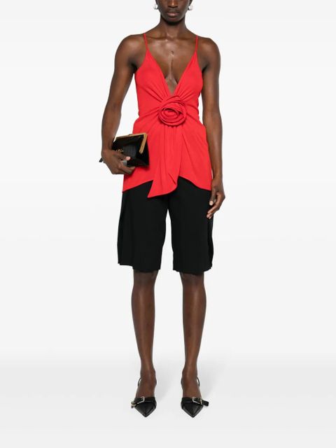 Balmain floral-appliqué plunge tank top - Red - zdjęcie produktu nr 2