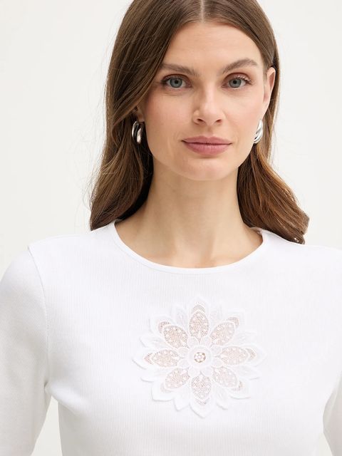 Twinset t-shirt bawełniany damski kolor biały 261TP2091