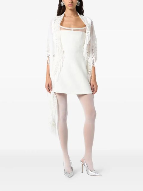 Blumarine fringed crochet scarf - White