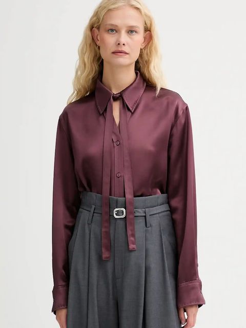 ISABELLE BLANCHE koszula damska kolor bordowy relaxed z kołnierzykiem klasycznym IS25FW-C059-T008