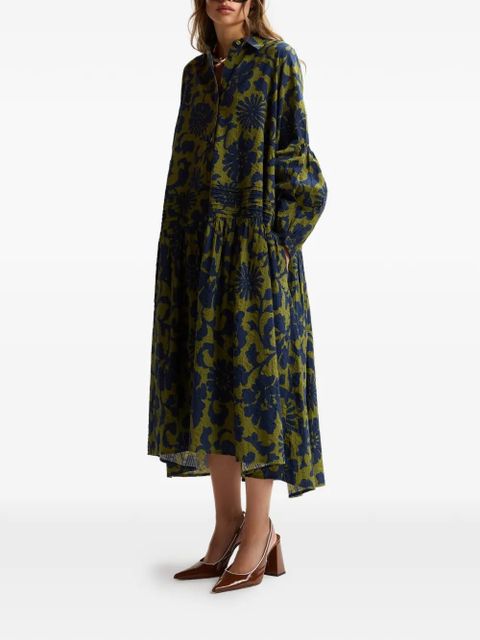 Essentiel Antwerp floral-print pleated shirt dress - Green - zdjęcie produktu nr 2