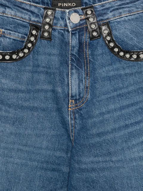 PINKO stud-embellished side-slit jeans - Blue