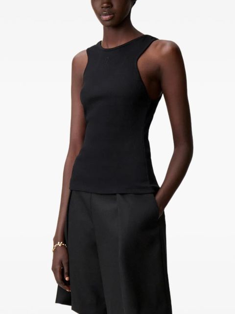 Claudie Pierlot embroidered-logo ribbed tank top - Black
