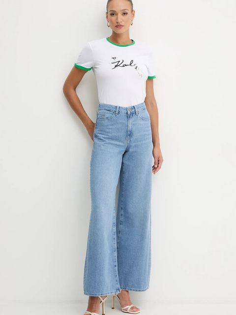 Karl Lagerfeld t-shirt bawełniany IKON damski kolor biały B1W17040