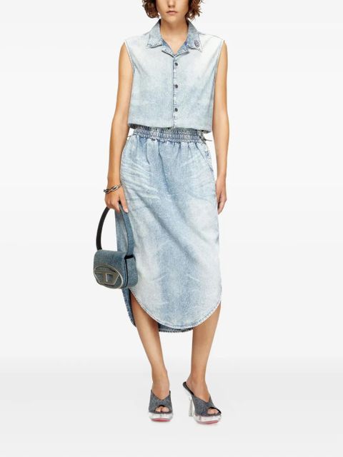 Diesel DE-Ashley-S elastic-waistband curved-hem midi skirt - Blue