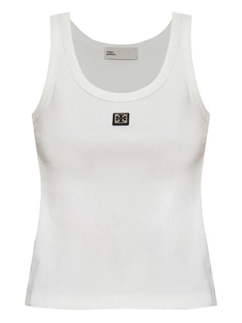 Tory Burch logo-patch tank top - White - zdjęcie produktu nr 1