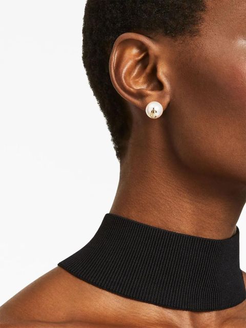 Jimmy Choo debossed-logo pearl earrings - White - zdjęcie produktu nr 2