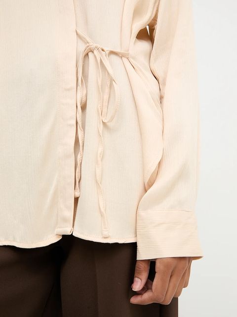 Answear.LAB koszula damska kolor beżowy relaxed z kołnierzykiem klasycznym