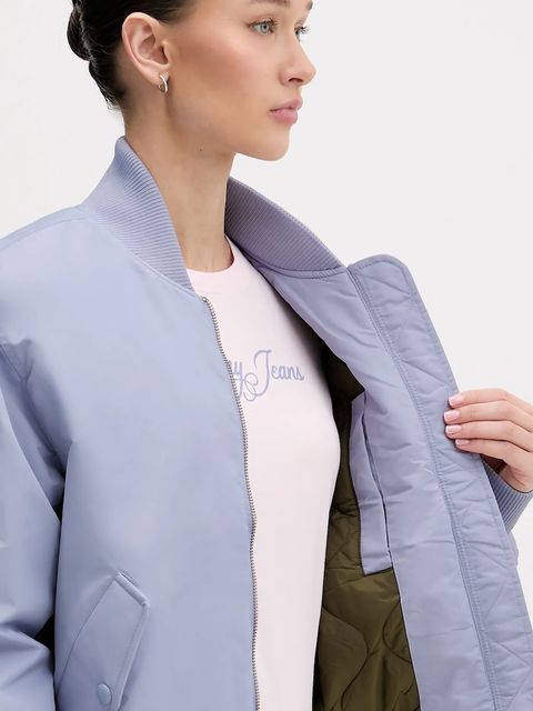 Tommy Jeans kurtka bomber kolor niebieski przejściowa oversize DW0DW22046