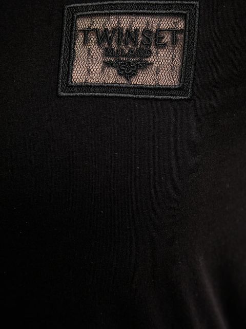 Twinset t-shirt bawełniany damski kolor czarny 252TP2051