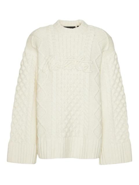 ROTATE BIRGER CHRISTENSEN cable-knit crew-neck sweater - White - zdjęcie produktu nr 1