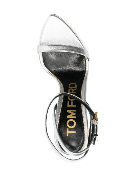 TOM FORD 105mm Padlock metallic open-toe sandals - Grey