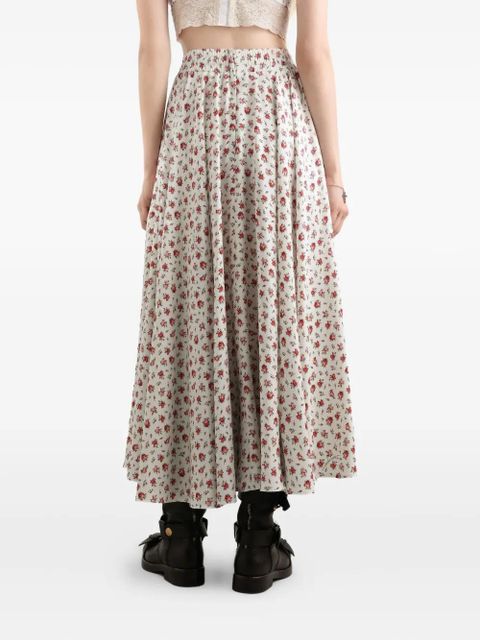 Dolce & Gabbana drawstring floral midi skirt - White