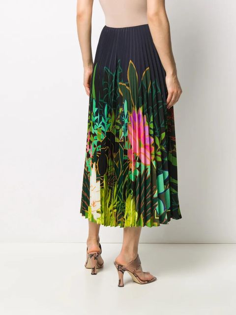 Valentino Garavani pleated floral-print skirt - Blue
