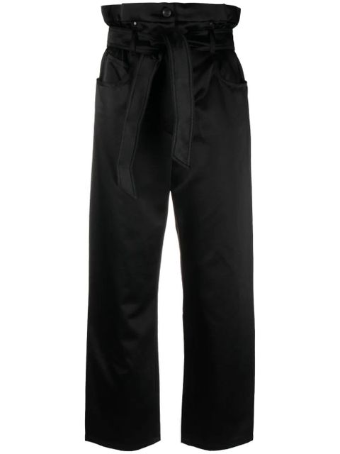 Max Mara high-waisted belted satin trousers - Black - zdjęcie produktu nr 1