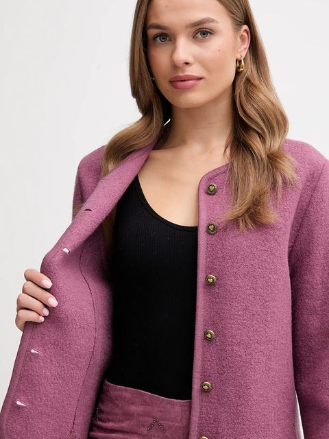 Hoss Intropia marynarka wełniana kolor fioletowy jednorzędowa gładka 5432676