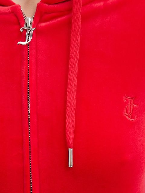 Juicy Couture bluza damska kolor czerwony z kapturem gładka JCAP176