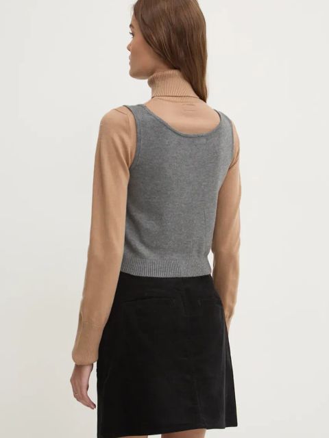 Guess Jeans top z domieszką jedwabiu kolor szary W4BR17 Z3HO2