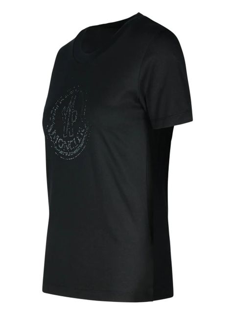 Moncler rhinestone-logo crew-neck T-shirt - Black - zdjęcie produktu nr 2