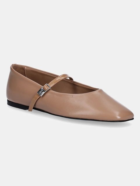 Calvin Klein baleriny skórzane BALLERINA NEW BUCKLE - LTH - zdjęcie produktu nr 1