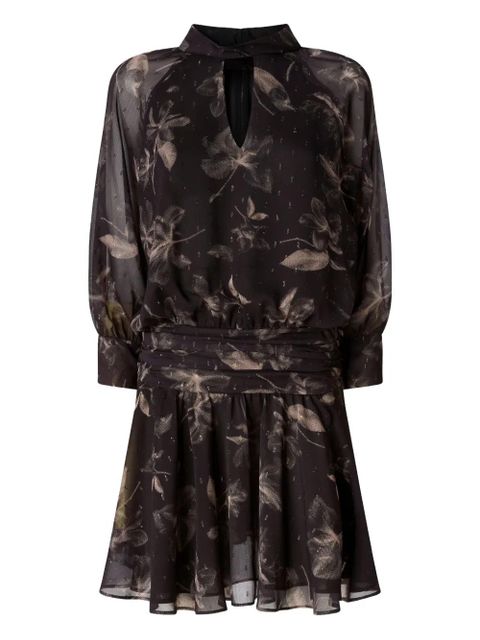 PINKO floral-print gathered mini dress - Black - zdjęcie produktu nr 1