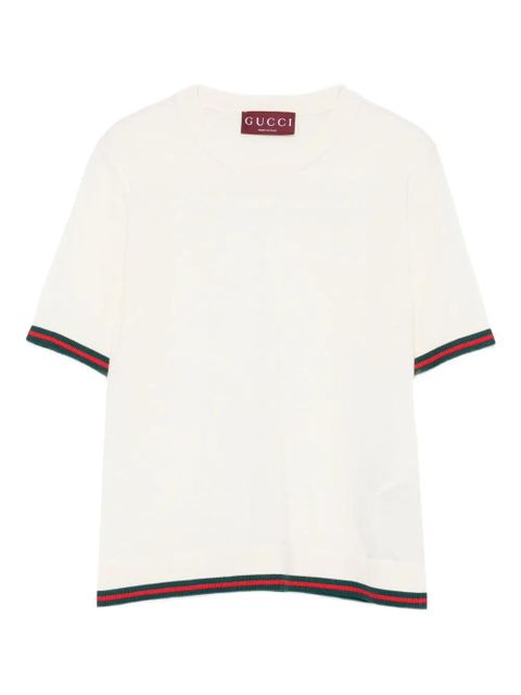 Gucci striped-trim T-shirt - White - zdjęcie produktu nr 1