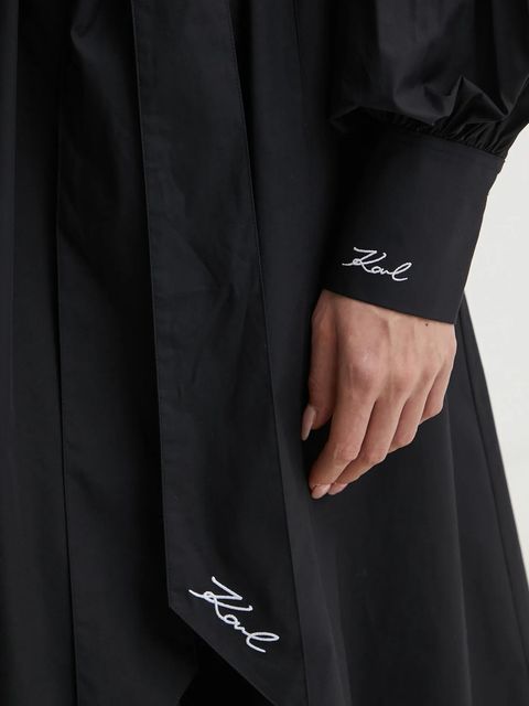 Karl Lagerfeld sukienka bawełniana kolor czarny midi prosta A1W13018