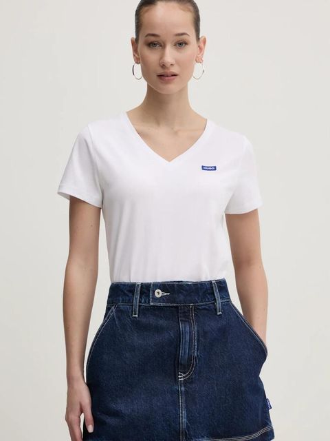 HUGO Blue t-shirt bawełniany damski kolor biały 50513667 - zdjęcie produktu nr 1