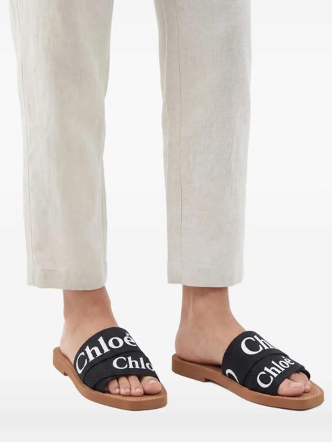 Chloé Woody logo-print sandals - Black