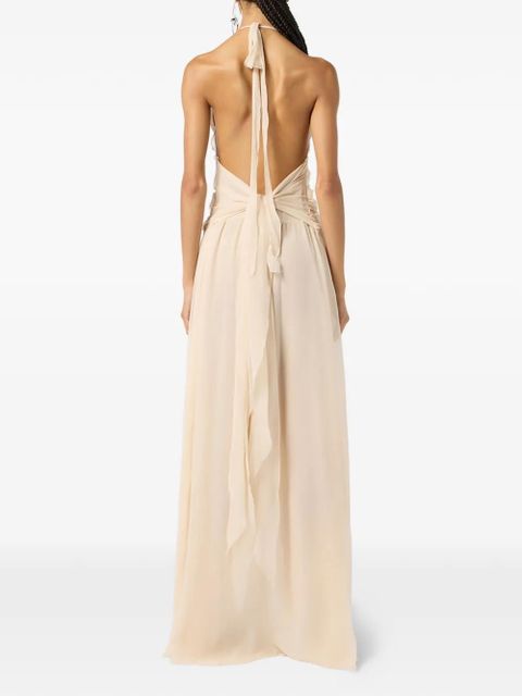 Blumarine ruffled flower long dress - Neutrals