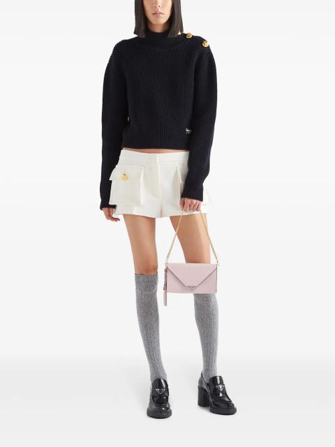 Prada Saffiano leather envelope clutch - Pink