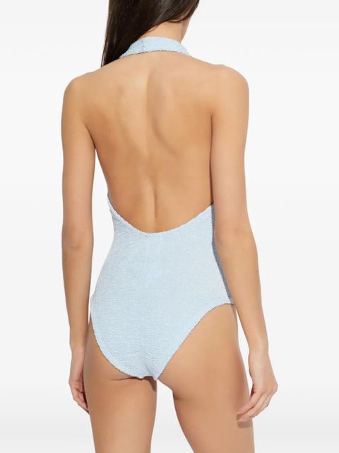 Hunza G Adriana beaded crinkle swimsuit - Blue