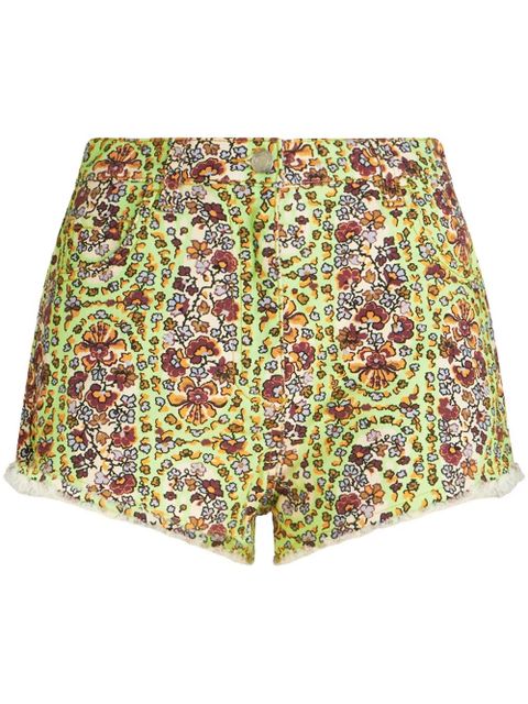 ETRO paisley-print denim shorts - Green - zdjęcie produktu nr 1
