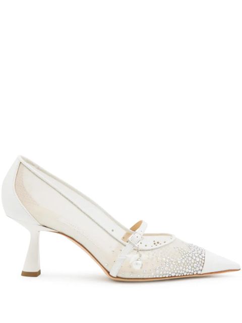 Jimmy Choo 65mm crystal-embellished mesh pumps - White - zdjęcie produktu nr 1