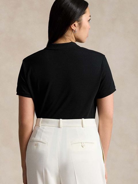 Polo Ralph Lauren polo damski kolor czarny z kołnierzykiem