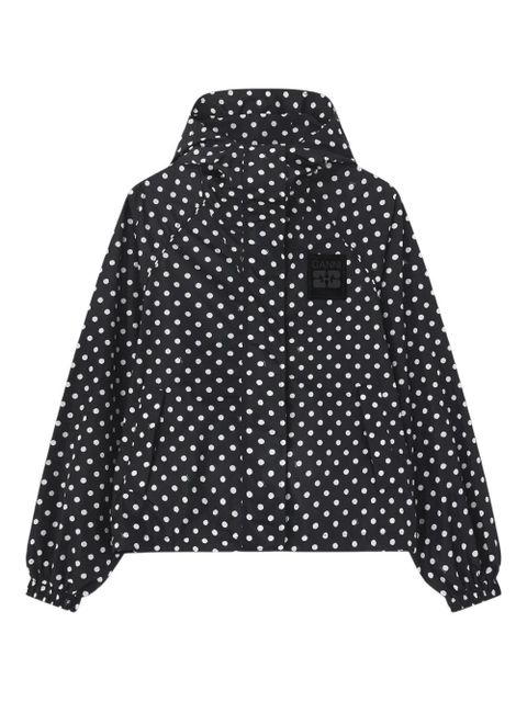 GANNI polka-dot hooded coat - Black - zdjęcie produktu nr 1