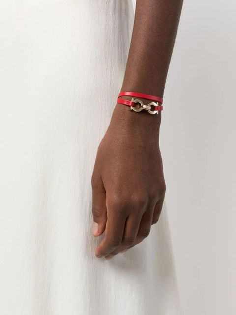 Ferragamo Gancini-plaque leather bracelet - Red - zdjęcie produktu nr 2