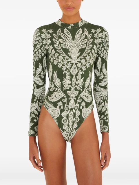 FARM Rio long-sleeve printed bodysuit - Green - zdjęcie produktu nr 1