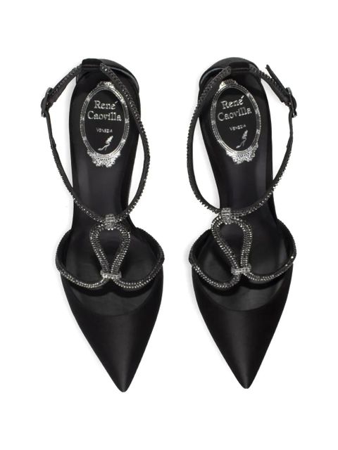 René Caovilla crystal-embellished satin pumps - Black