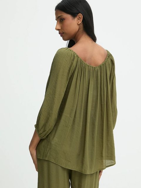 Answear.LAB bluzka damska kolor zielony gładka