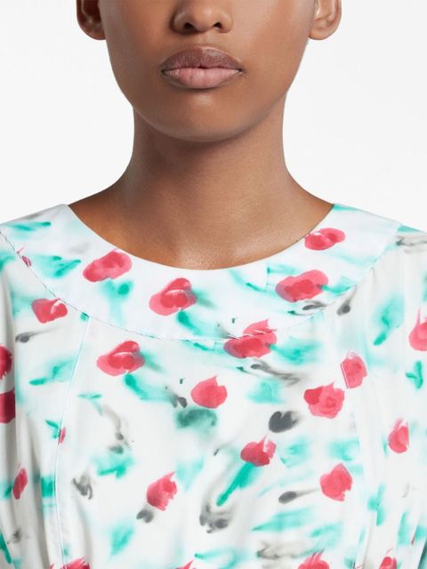 Marni painterly-print cotton midi dress - White