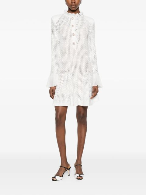 Self-Portrait ruffled button mini dress - White - zdjęcie produktu nr 2