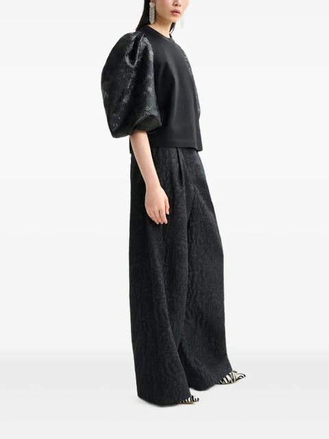 Essentiel Antwerp Imortal jacquard-sleeves top - Black