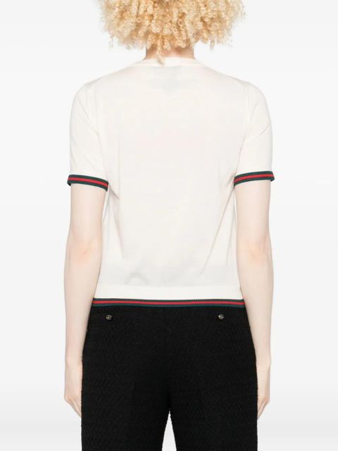 Gucci striped-trim T-shirt - White